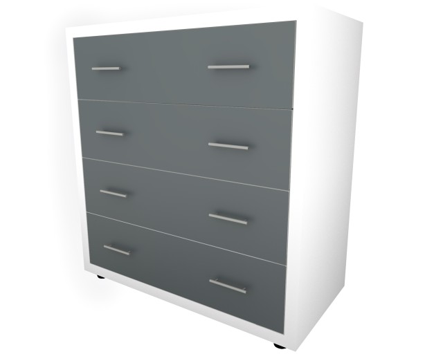 Comoda Torino alb / gri